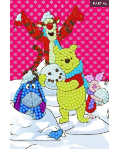 Winter Winnie the Pooh, 10x15cm Crystal Art Card